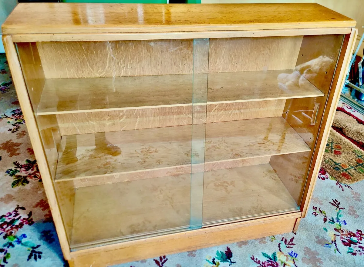 Mid Century Book Case: Solid Teak 3 Tier Glazed - Image 4