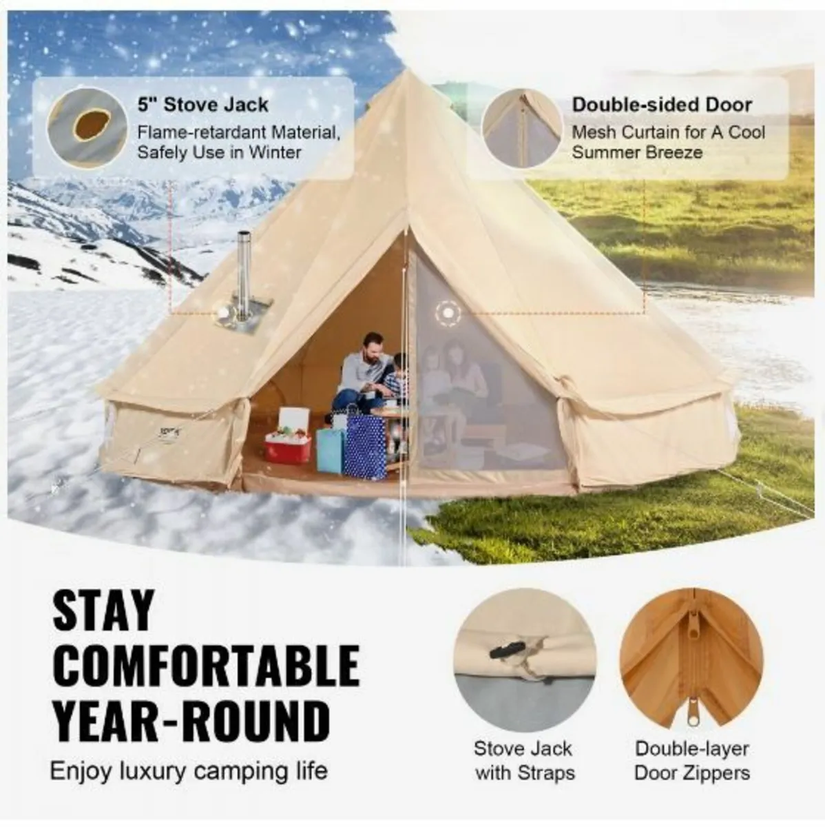 Canvas Bell Tent, 4 Seasons 6 m/19.68 ft - Image 2