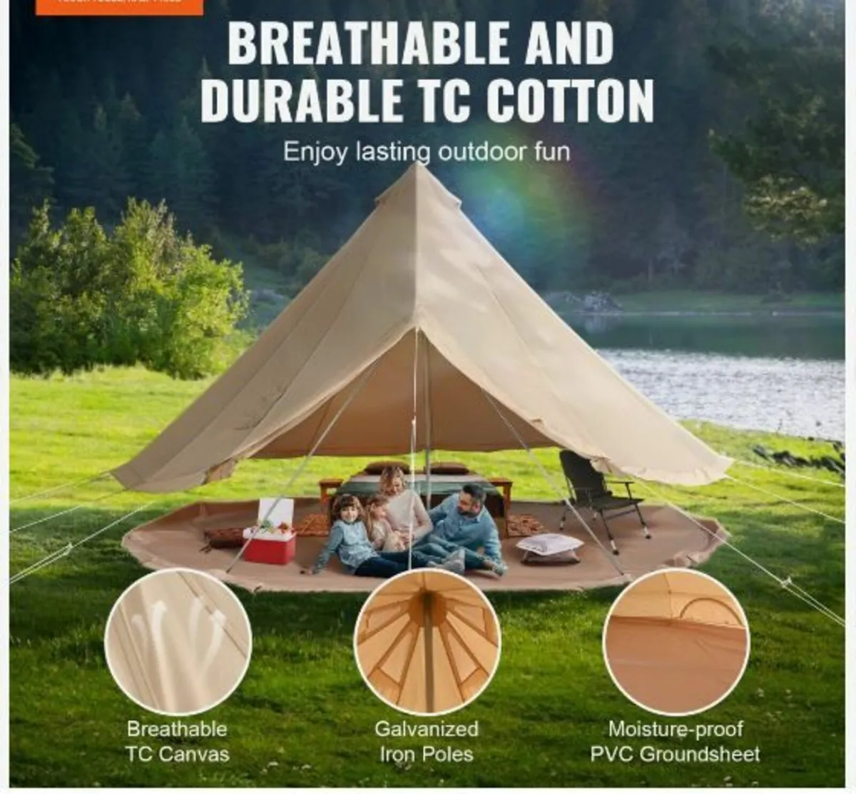 Canvas Bell Tent, 4 Seasons 6 m/19.68 ft - Image 4