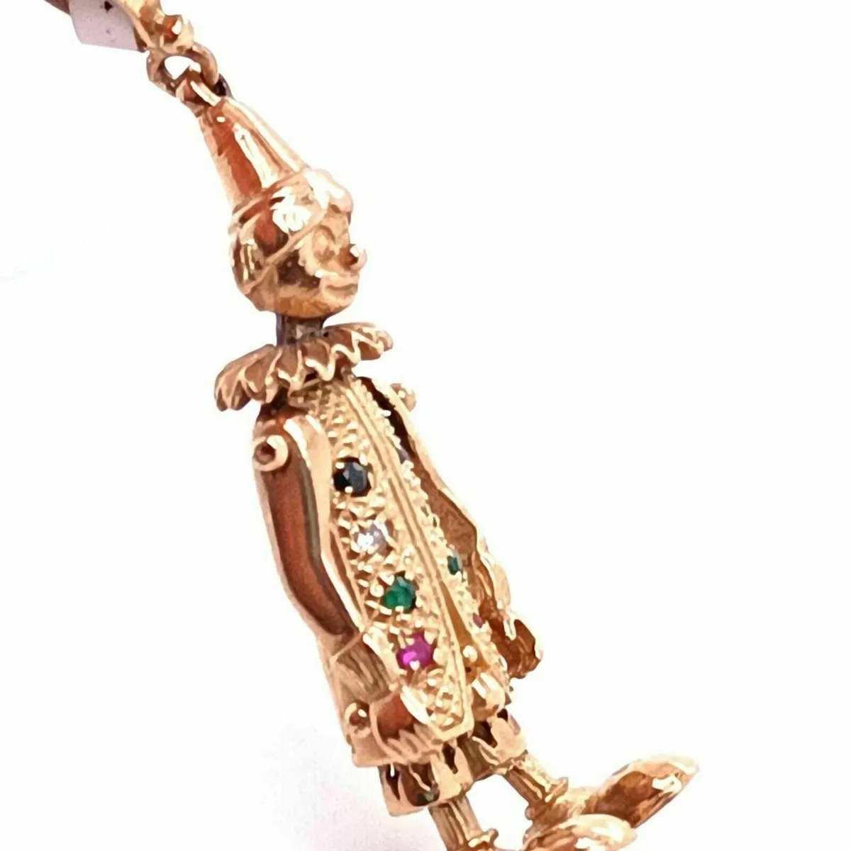 9k gold vintage articulated clown pendant - Image 2