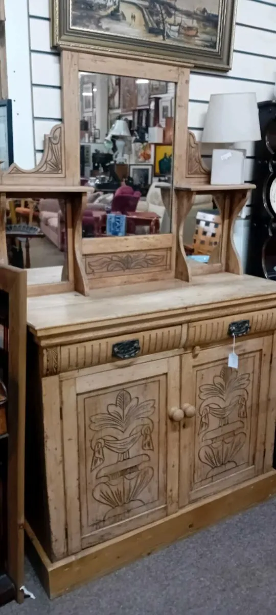 Antique Pine Mirrored Sideboard - Image 1