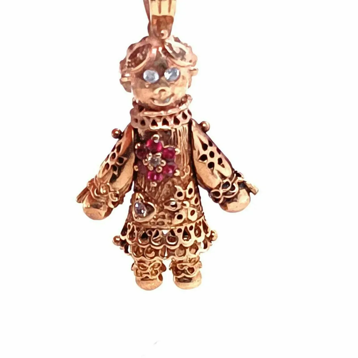 Vintage 9k Gold Articulated Girl Pendant - Image 2