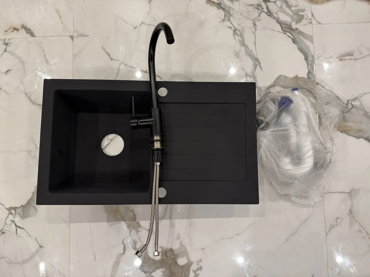 Black Ceramic Sink & Tap Fully Functional - Image 1