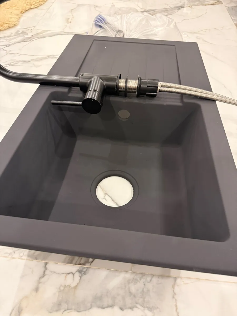Black Ceramic Sink & Tap Fully Functional - Image 3