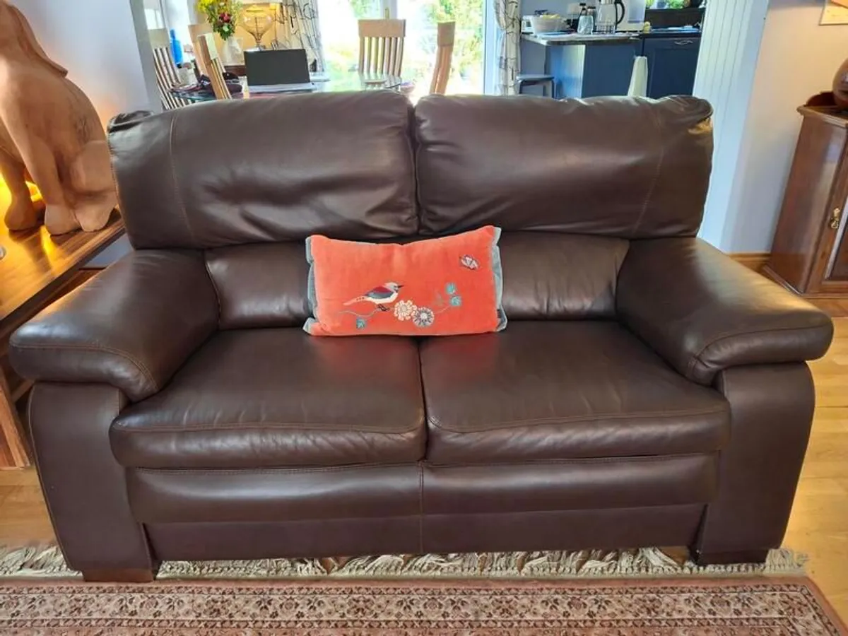 Leather Sofas 1 and 2 Excellent Condition - Image 2