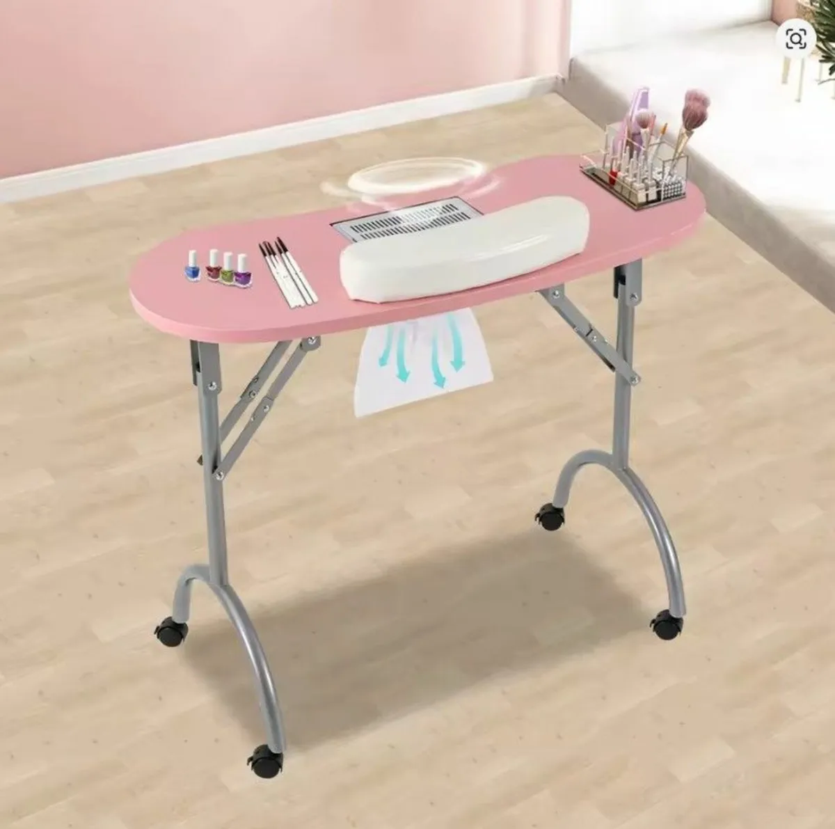 Manicure Table Portable with Built-In Nail Vacuum - Image 1