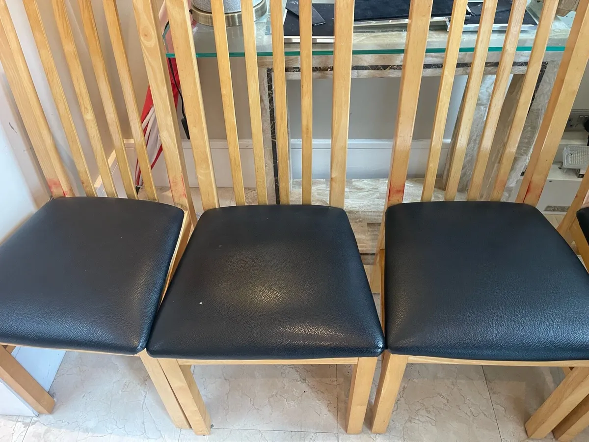4 x Leather Wooden Kitchen Dining Chairs - Deliver - Image 2