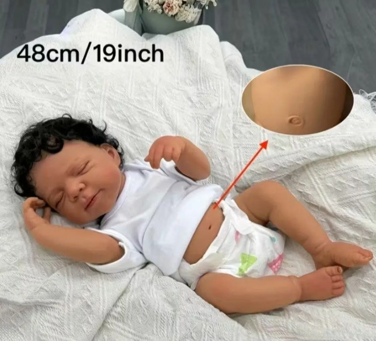 Reborn Doll Sleeping Baby Black Skin Tone - Image 2