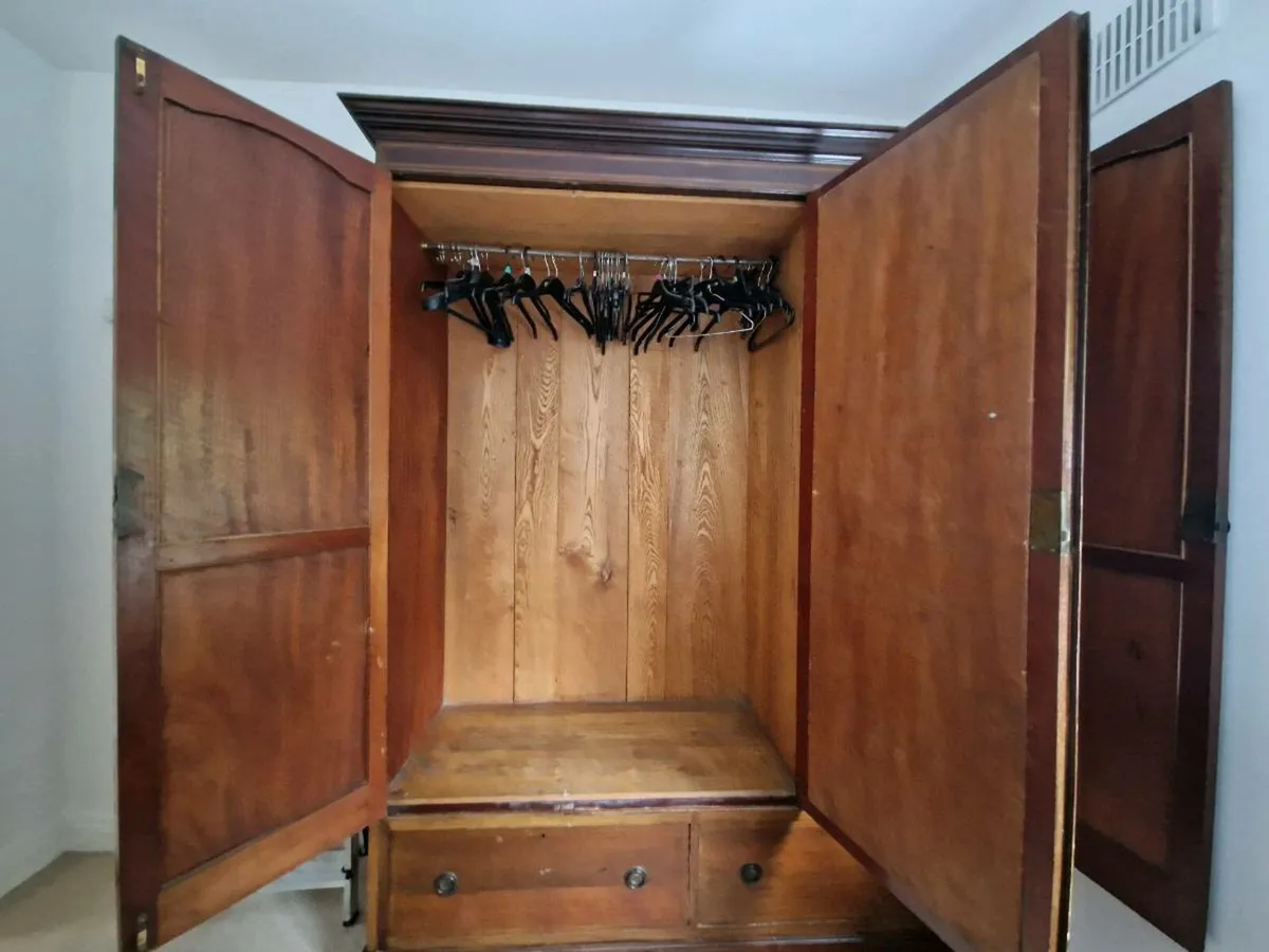 Antique Victorian full wood wardrobe - Image 2