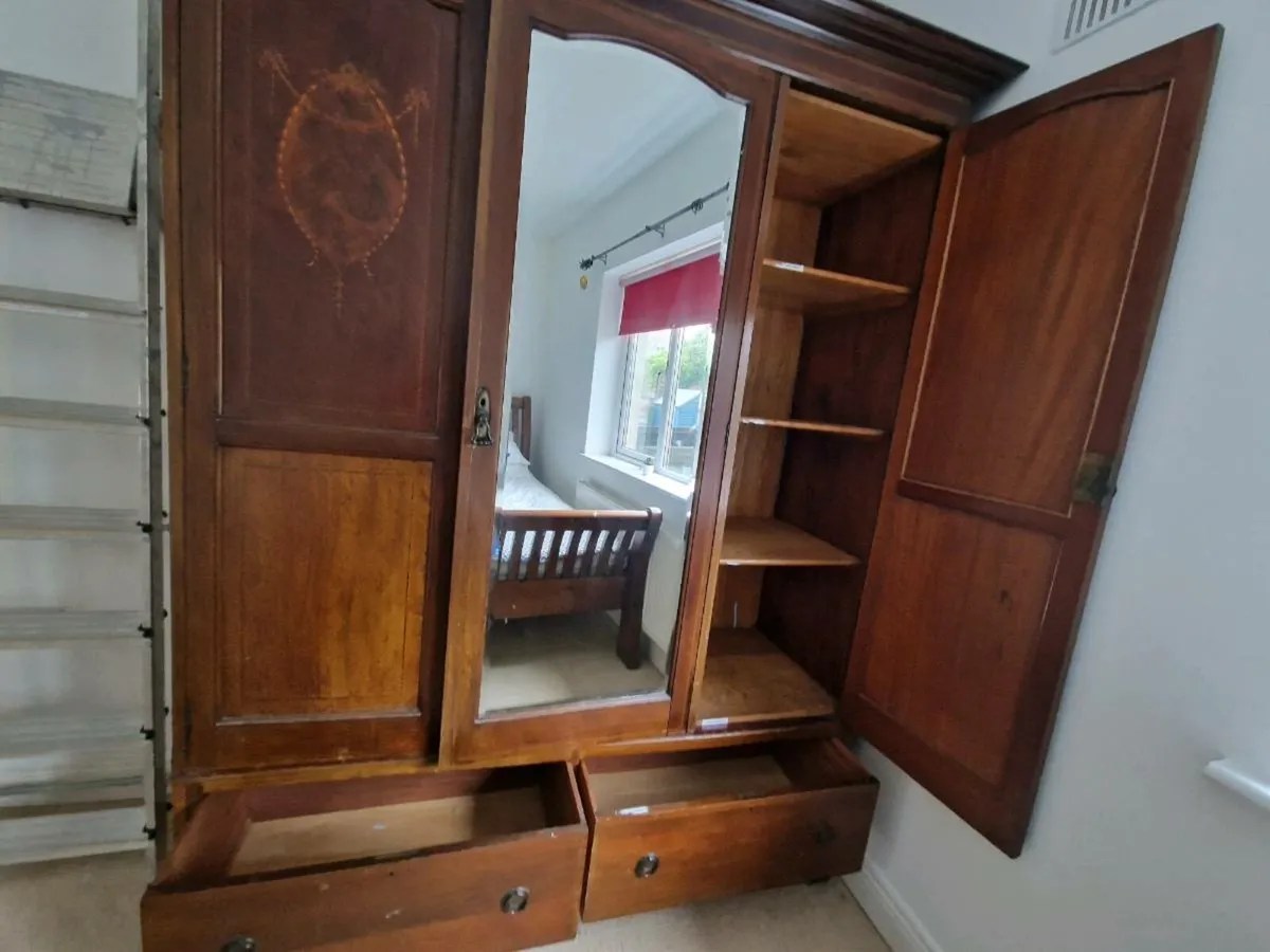 Antique Victorian full wood wardrobe - Image 3