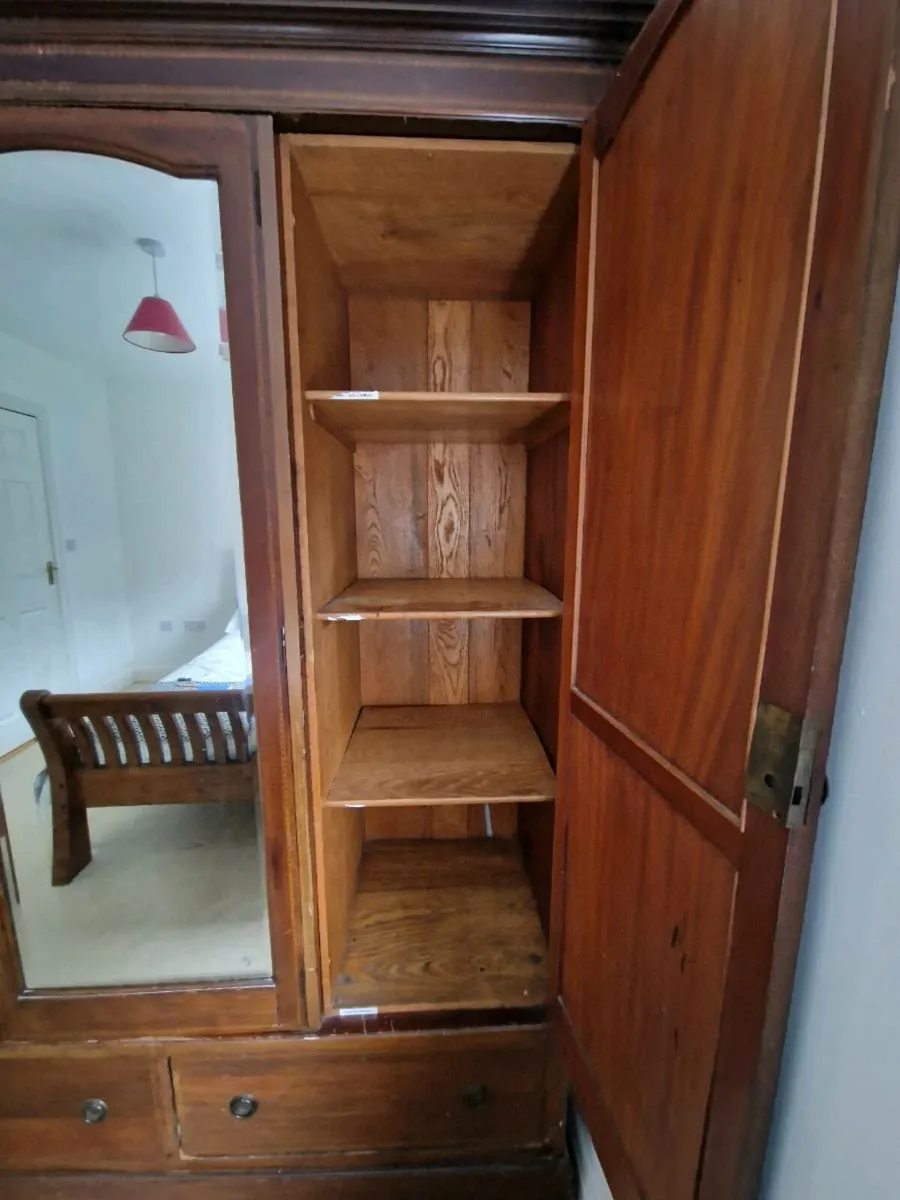 Antique Victorian full wood wardrobe - Image 4