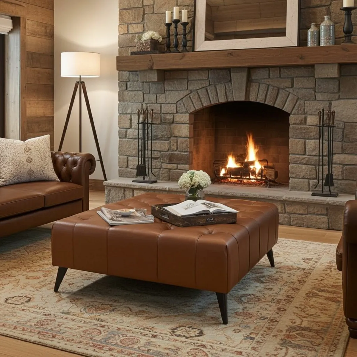 Chesterfield coffe table footstool eco leather - Image 4