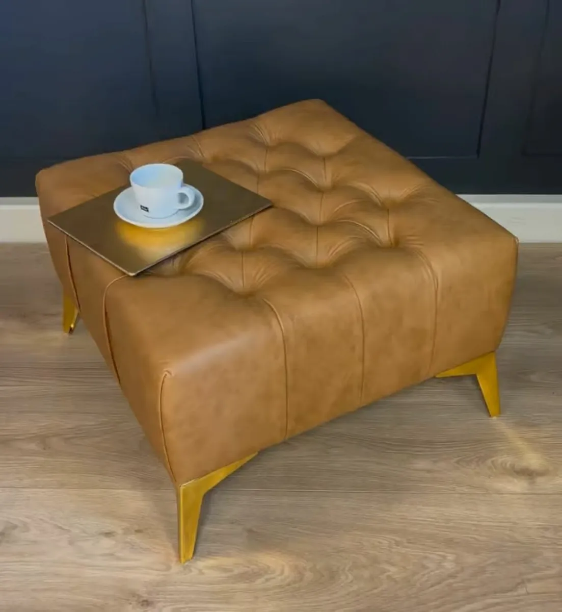 Eco leather coffe table pouffe footstool - Image 3