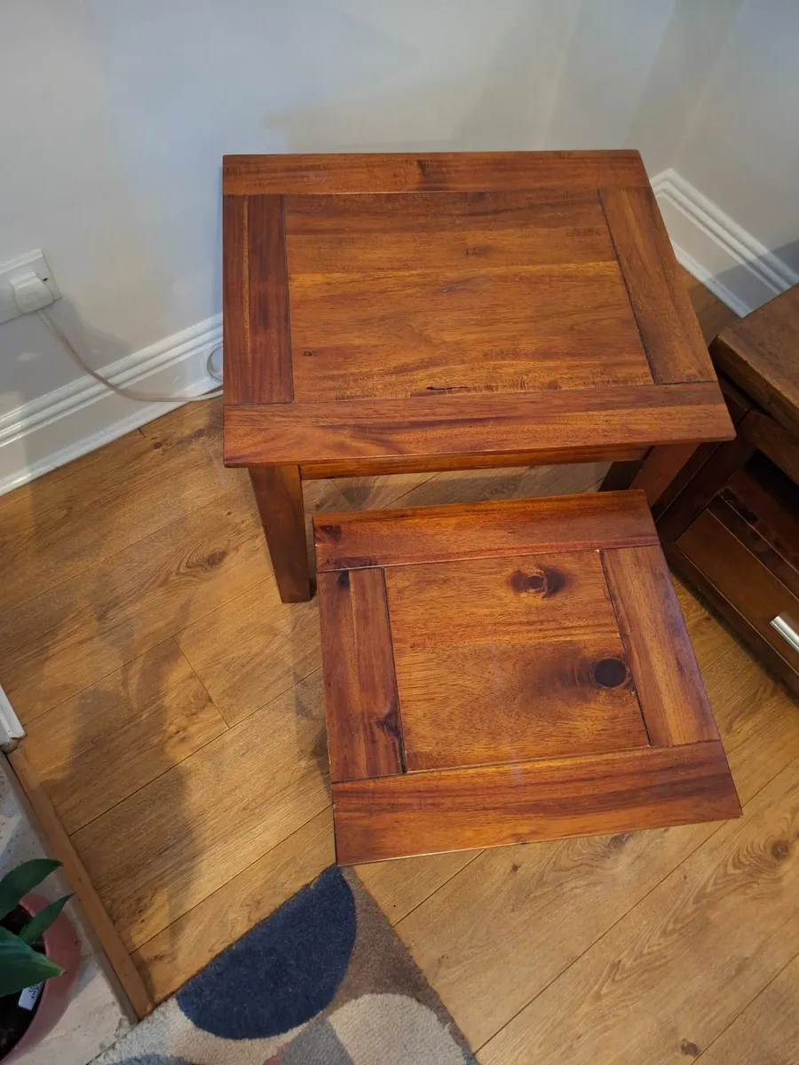 Walnut tv cabinet and 2 x walnut table set - Image 4
