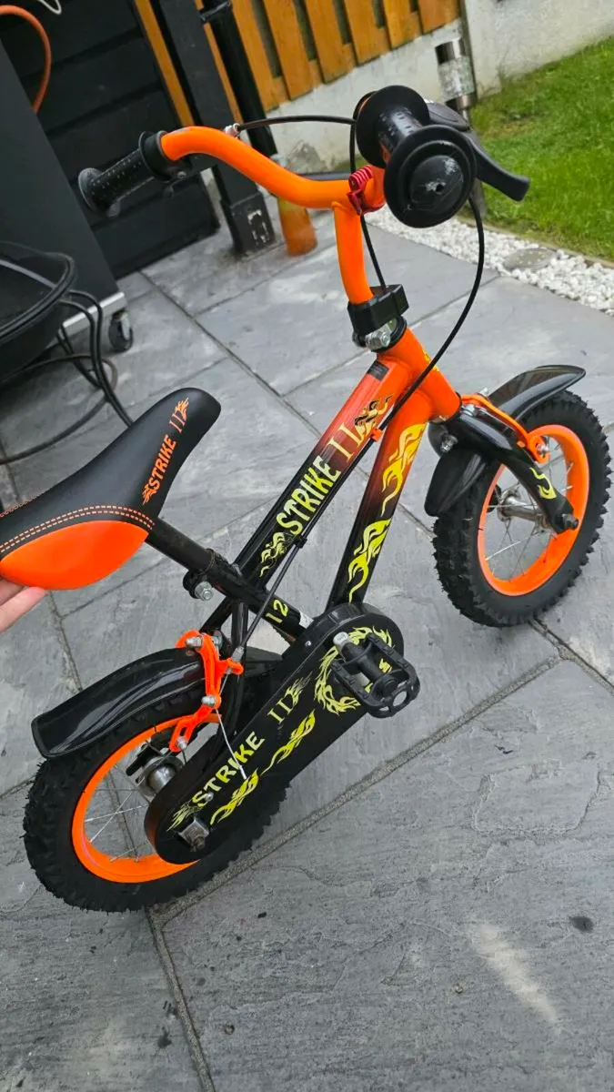 12 Inch Strike Bike Orange and Black - Image 1