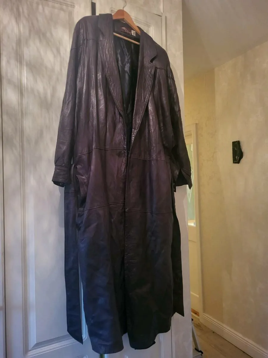 Man's full length leather coat