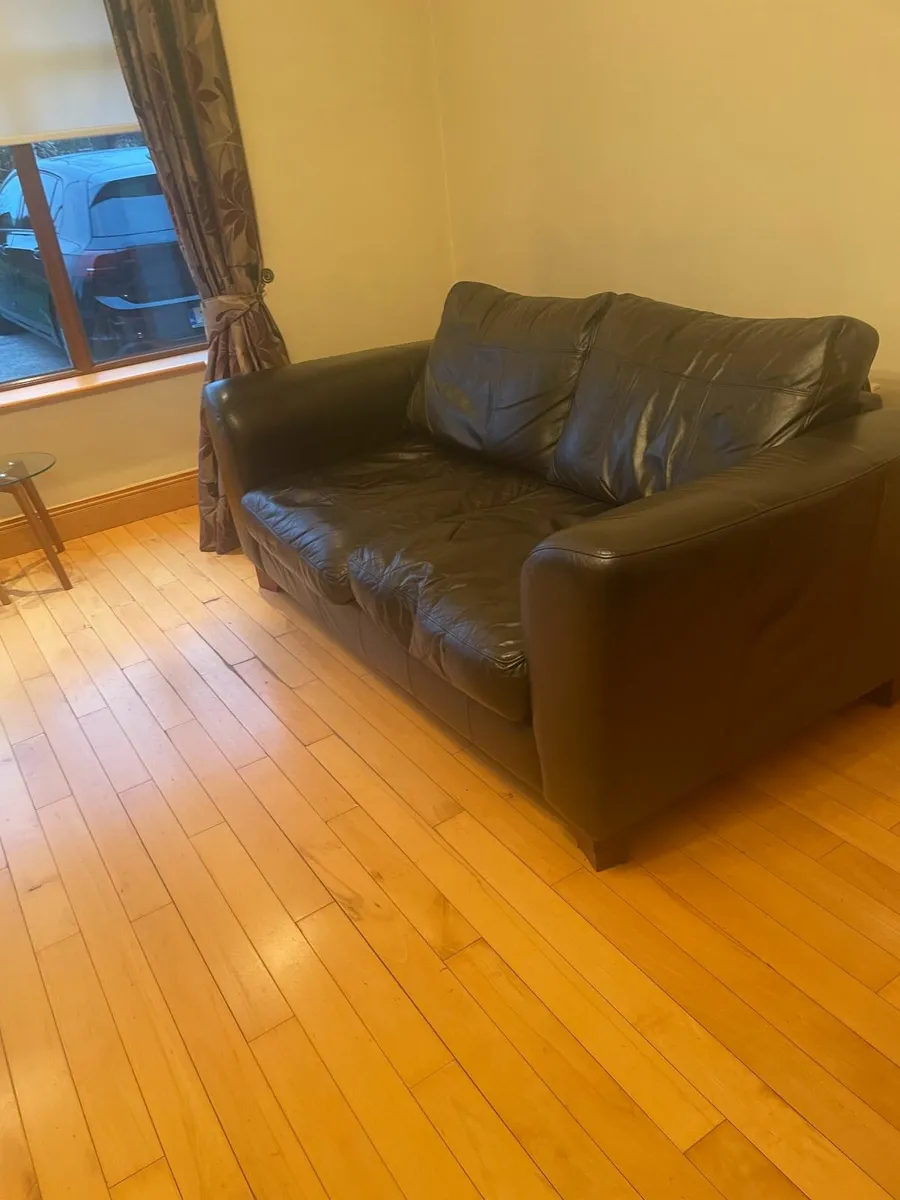Brown Real Leather 2-Seater Couch . - Image 2