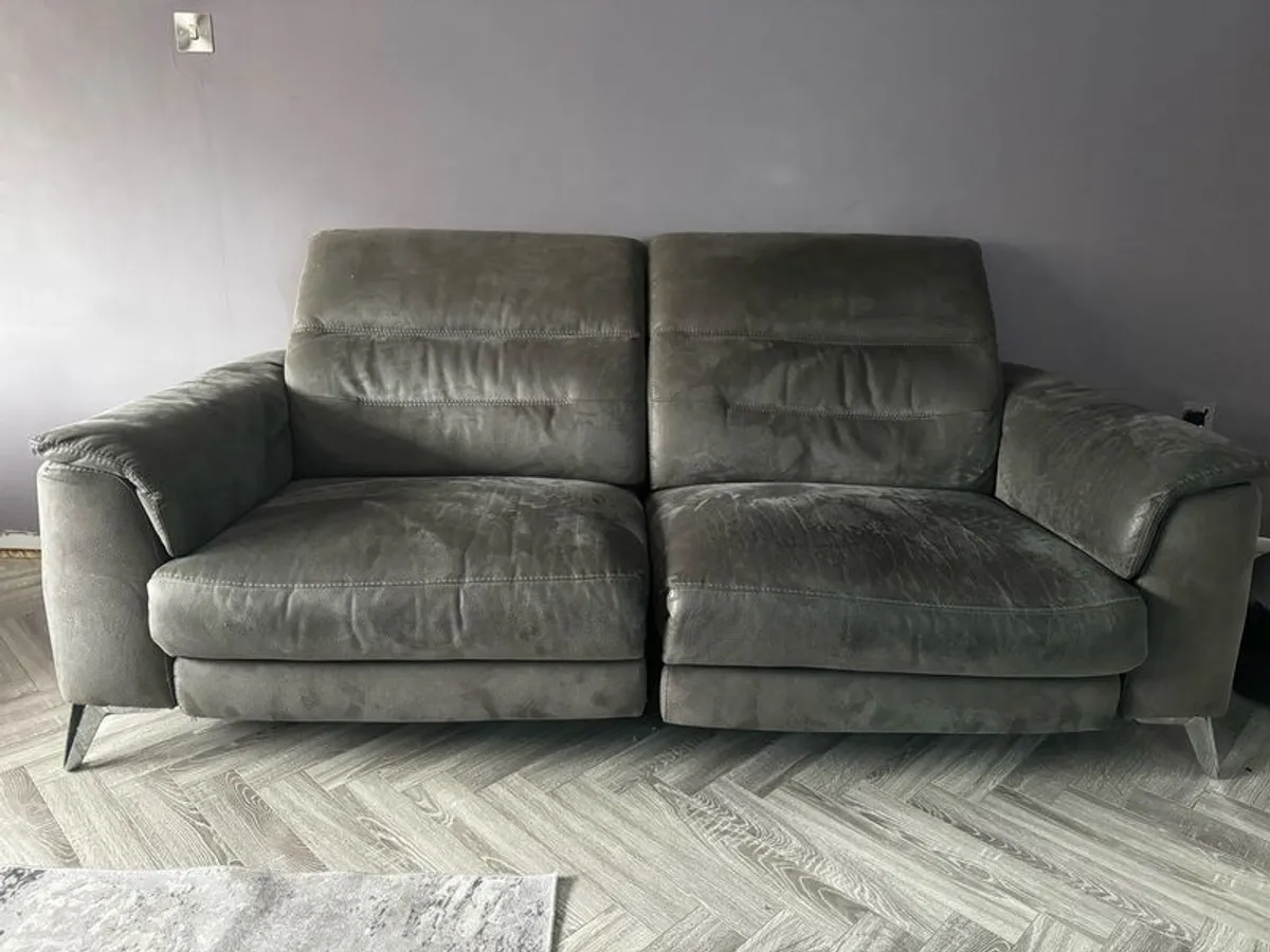 2 grey 2 seater recliner couch - Image 1