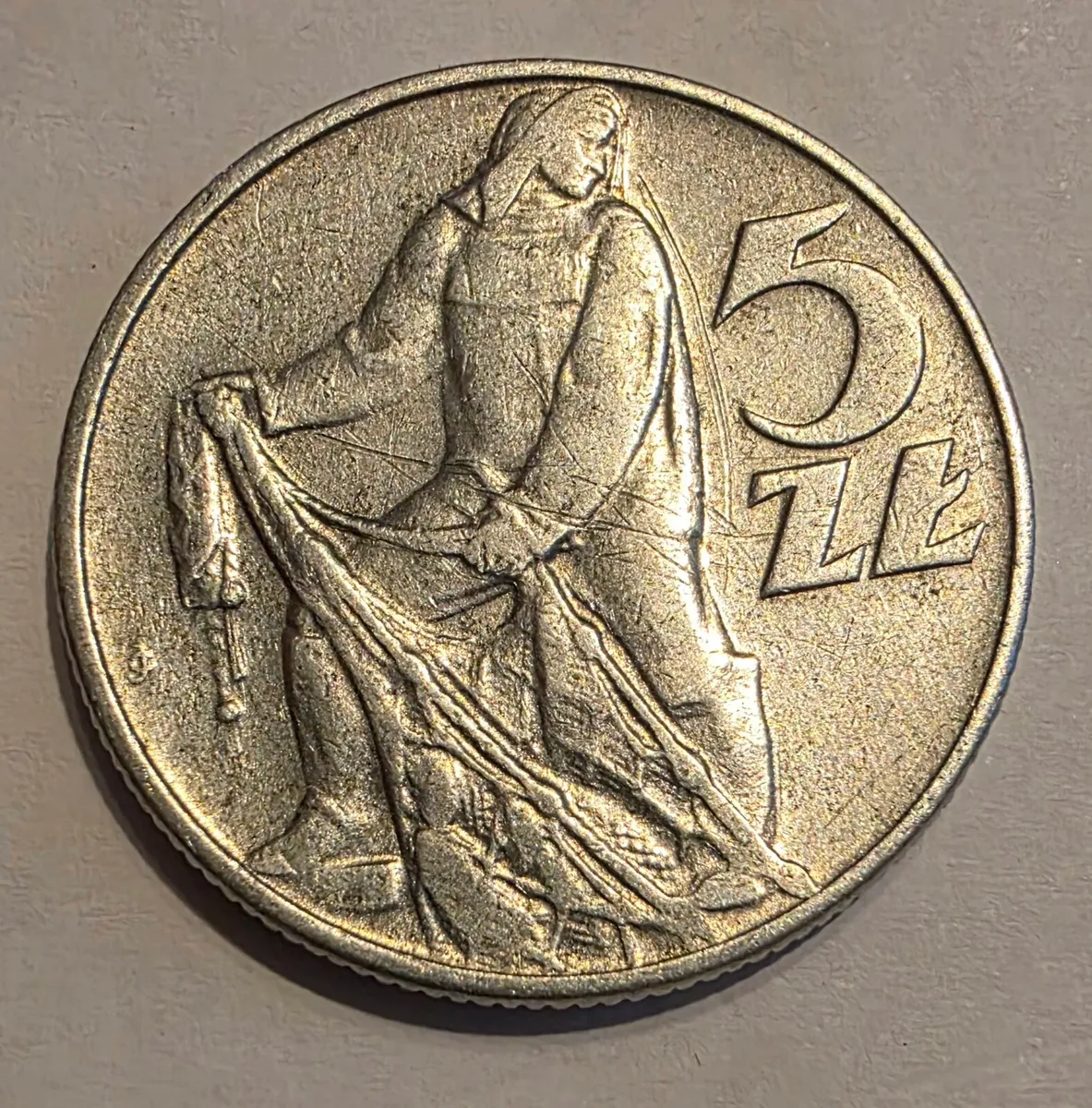 1974 poland 5 zlotych coin - Image 1