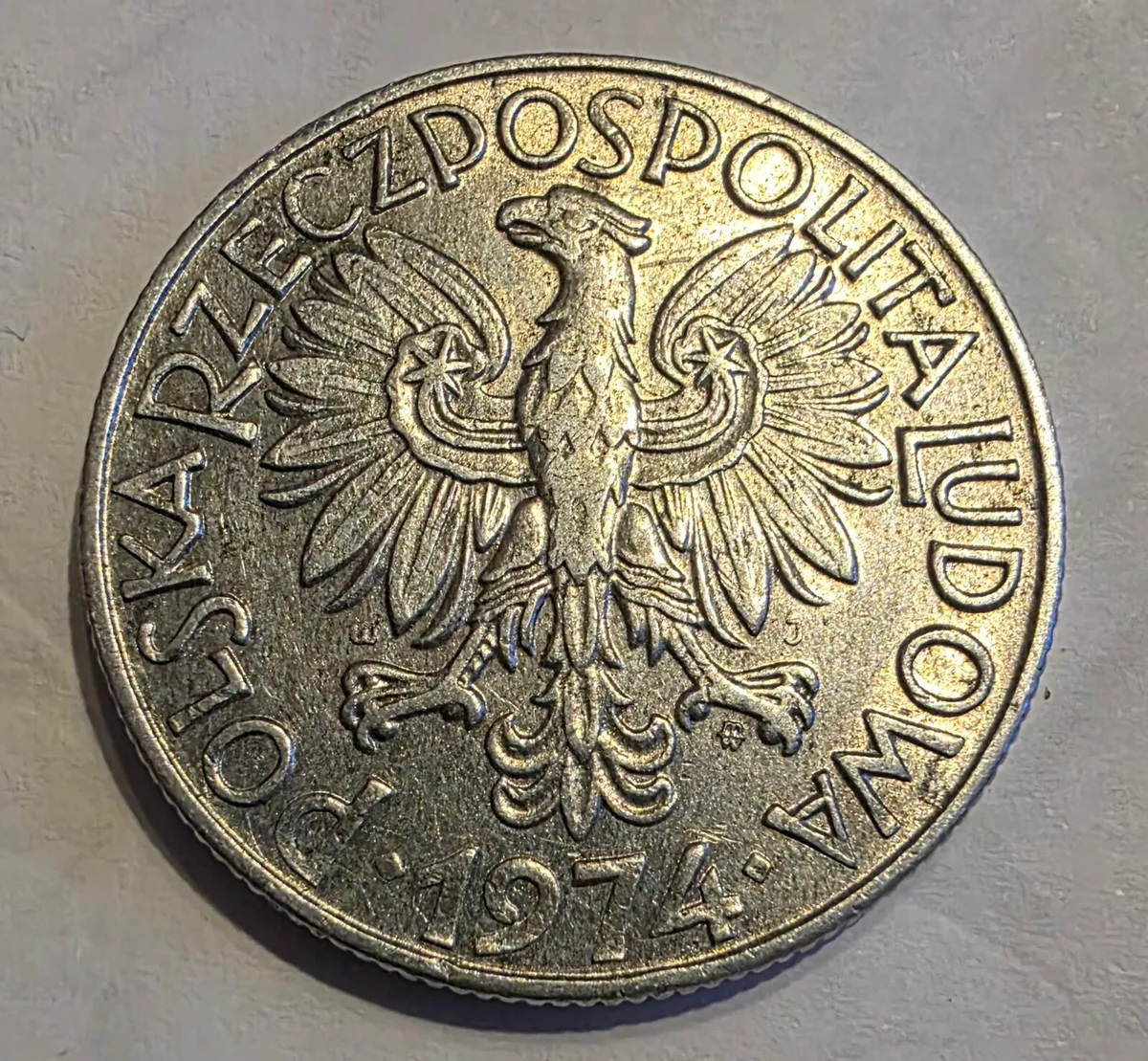 1974 poland 5 zlotych coin - Image 2