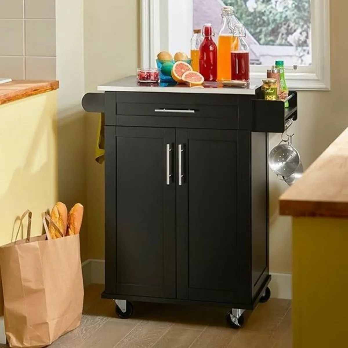Kitchen Trolley Storage Cabinet with Wheels Multif - Image 1