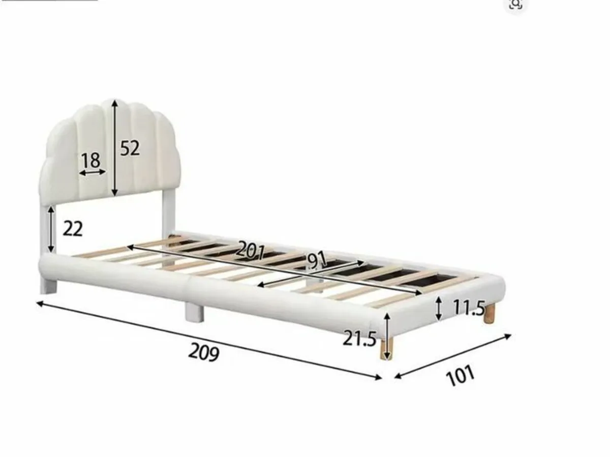 Single Bed Plush Upholstered with Flower Headboard - Image 4
