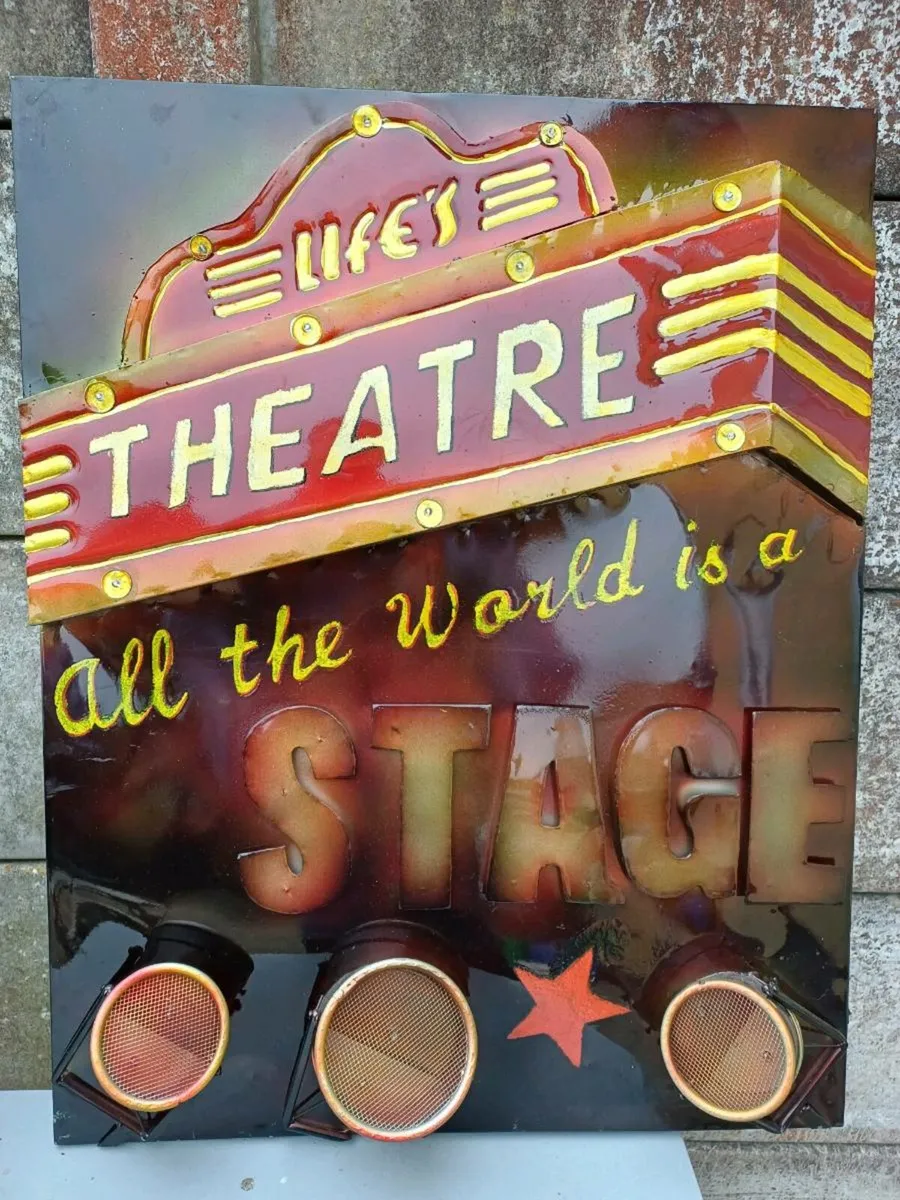 Vintage Lifes Theatre Lightup Metal Sign. - Image 1