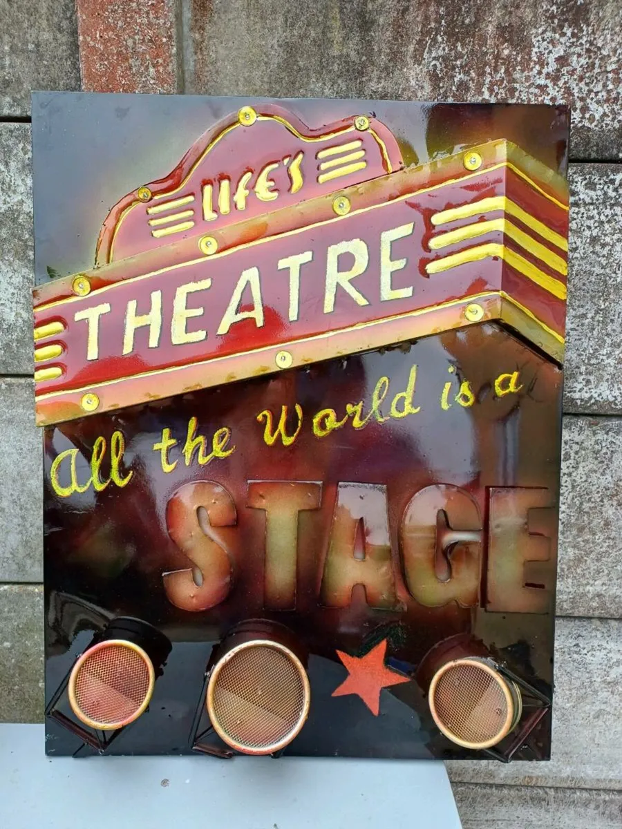 Vintage Lifes Theatre Lightup Metal Sign. - Image 2