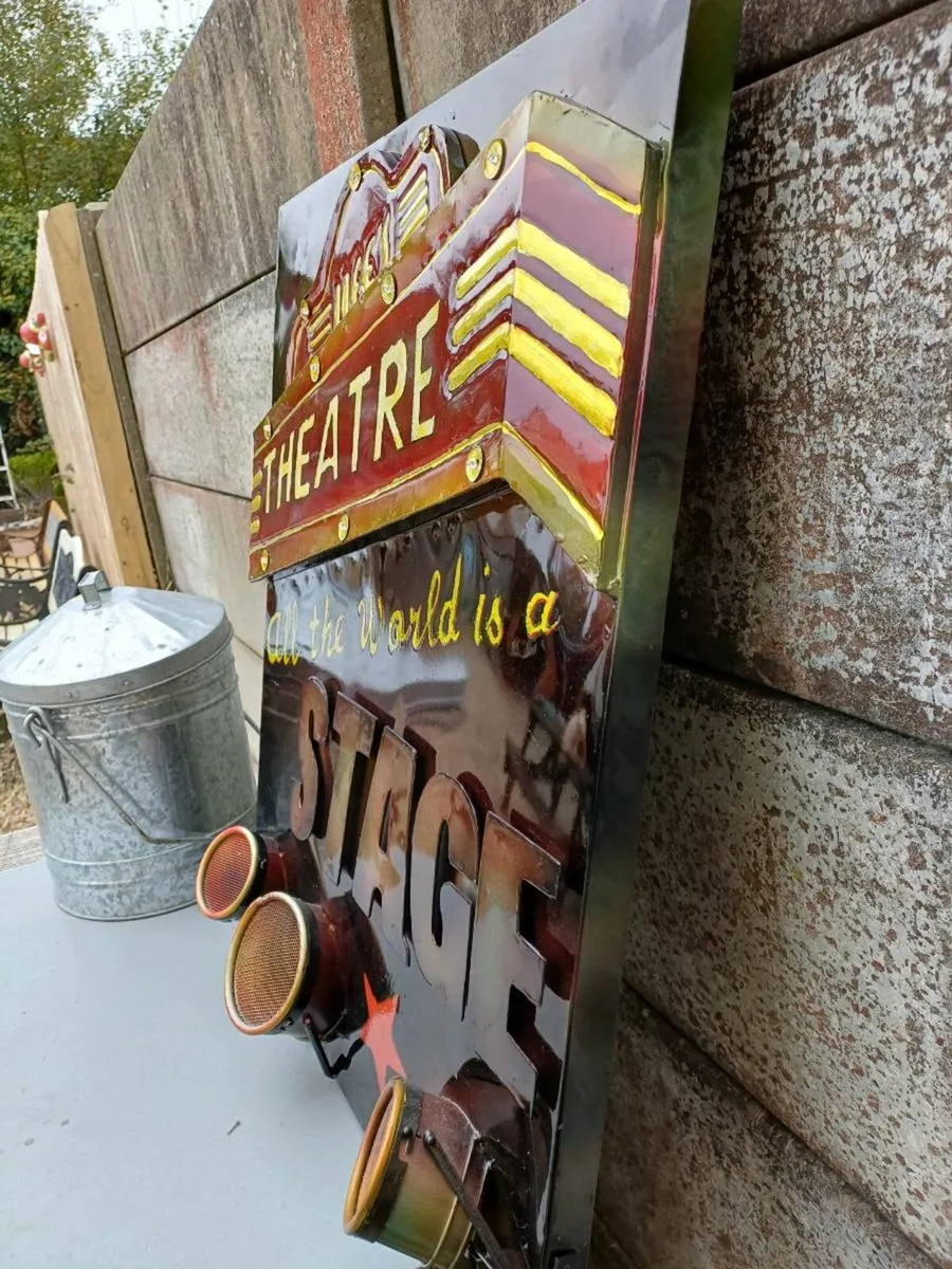 Vintage Lifes Theatre Lightup Metal Sign. - Image 4