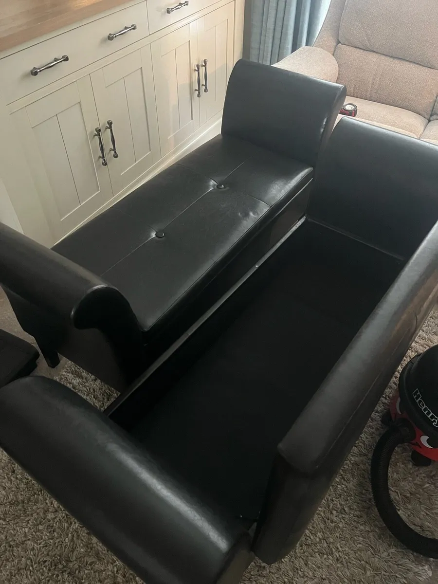 Two leather furniture storage benches - Image 3