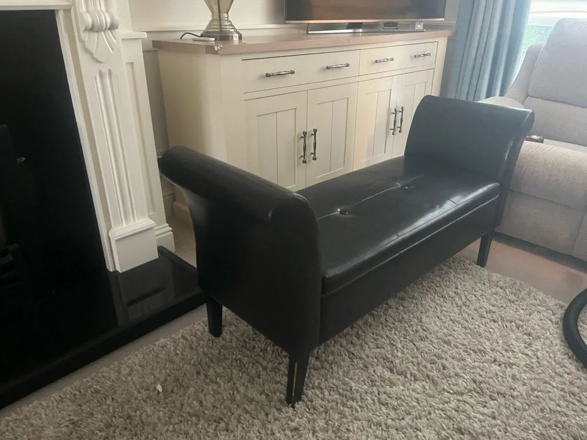 Two leather furniture storage benches - Image 4