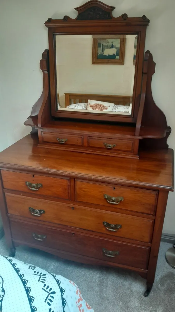 Antique dressing table with mirror - Image 2