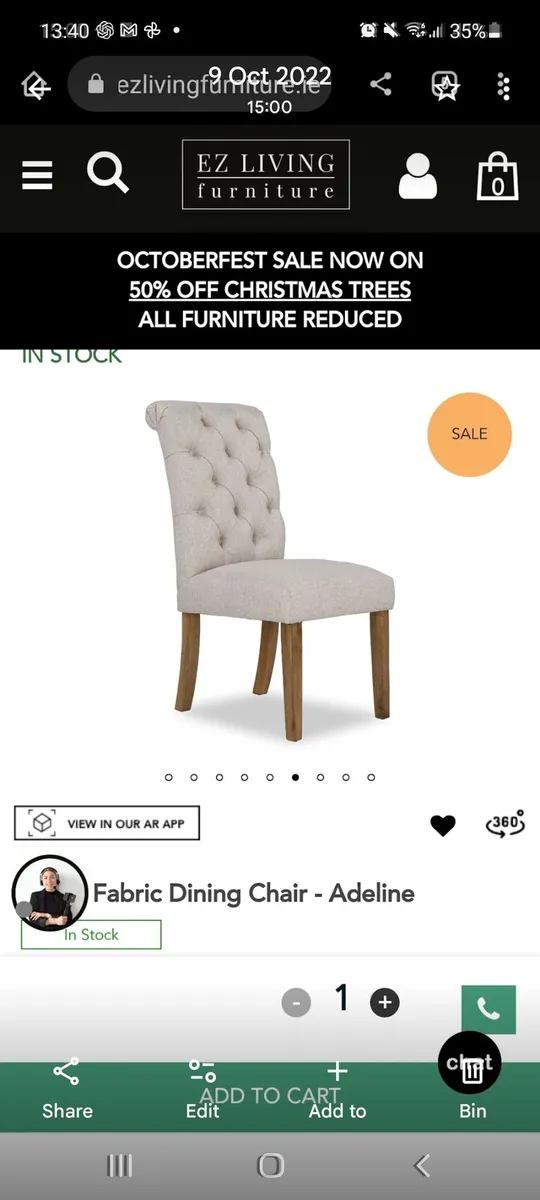 X4 dining chairs fabric - Image 1