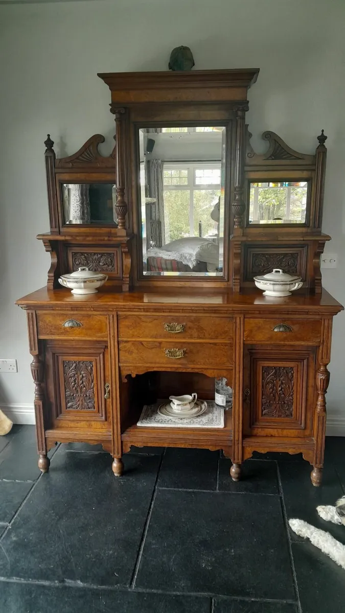 Antique sideboard with mirror