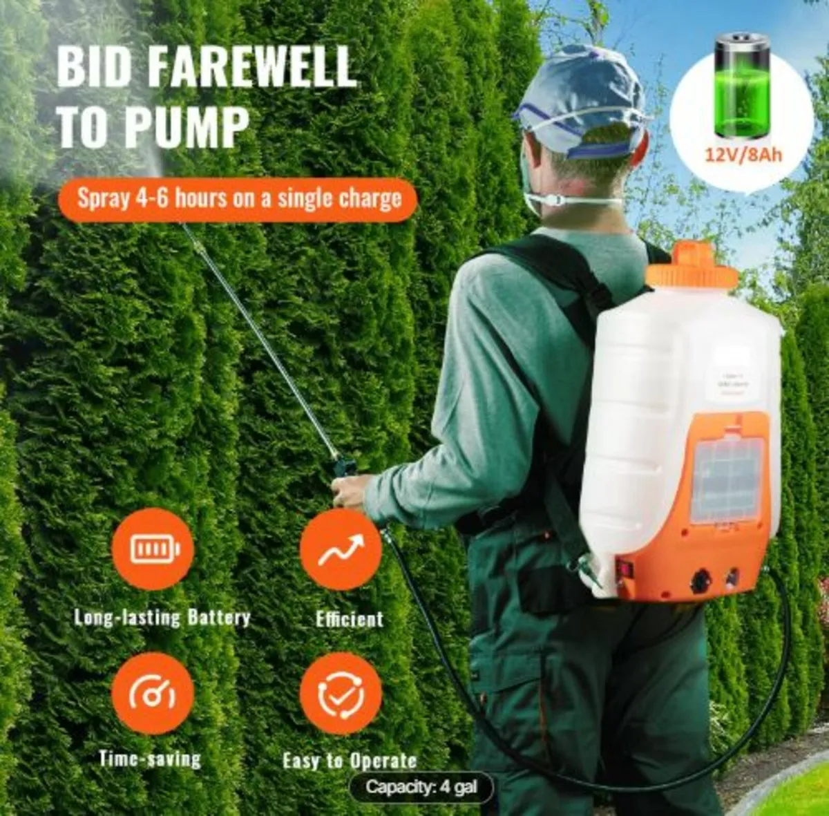 Battery Powered Backpack Sprayer 15.1 L Tank 0-90 - Image 4
