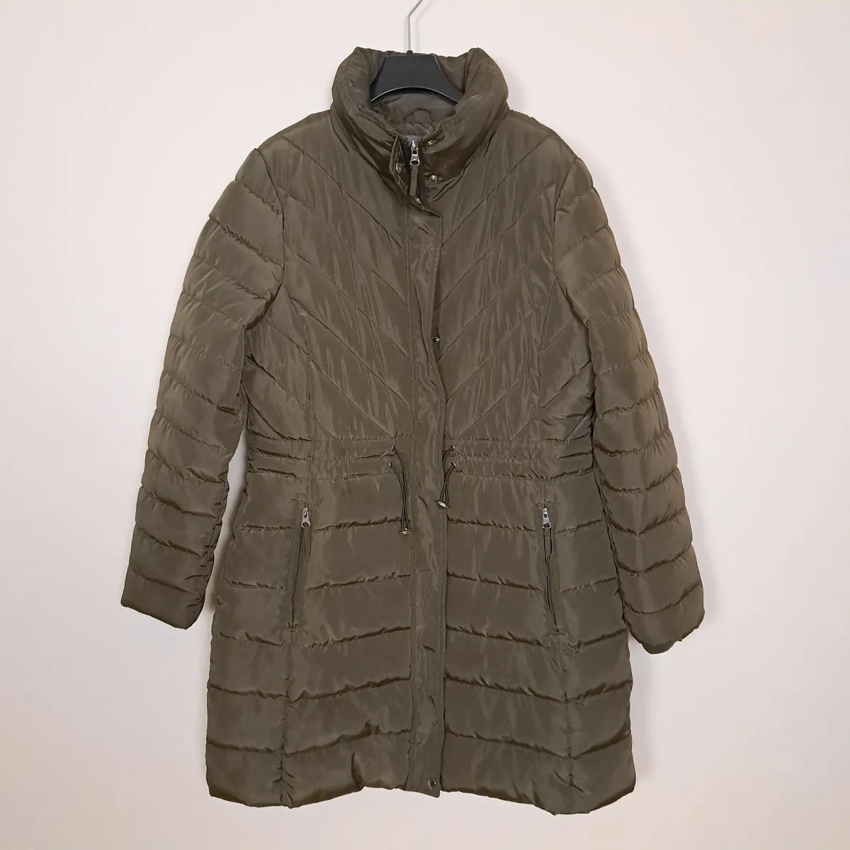 Principles Olive Green Khaki Puffer Long Coat 16UK - Image 1