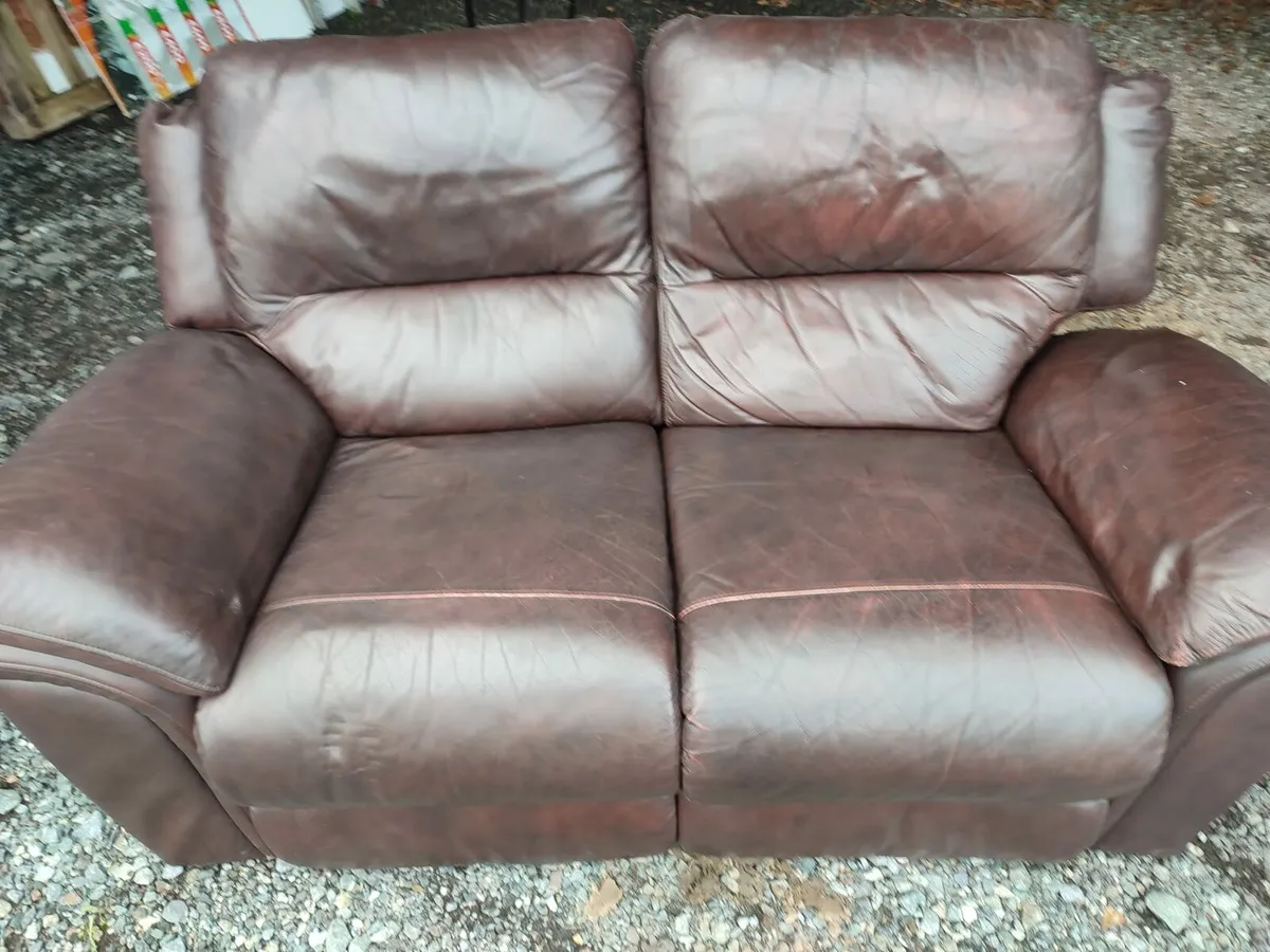 2 Seater Leather Recliner Sofa - Image 1