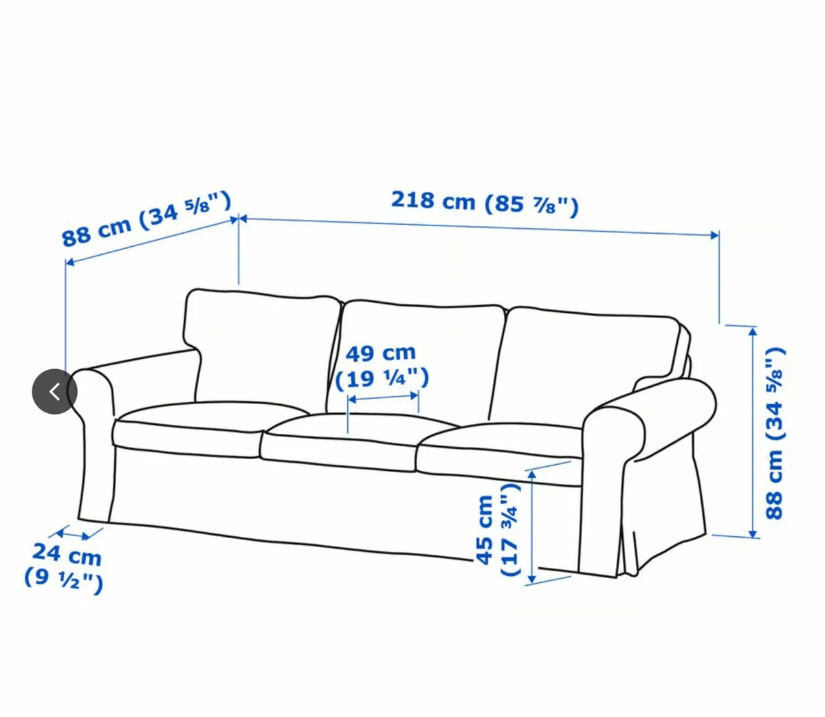 Ikea EKTORP 3-seat sofa for sale - Image 2