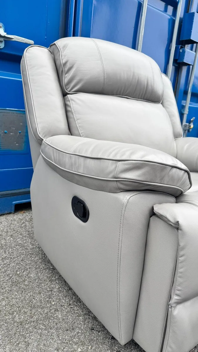 New Recliner, Rocking Sofa - Grey Leather - Image 2