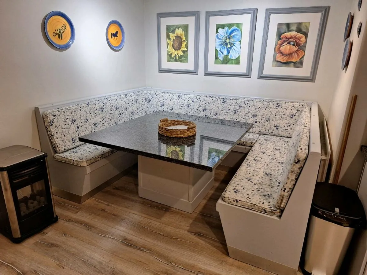 Granite Table, Benches+Storage for Kitchen Diner - Image 2