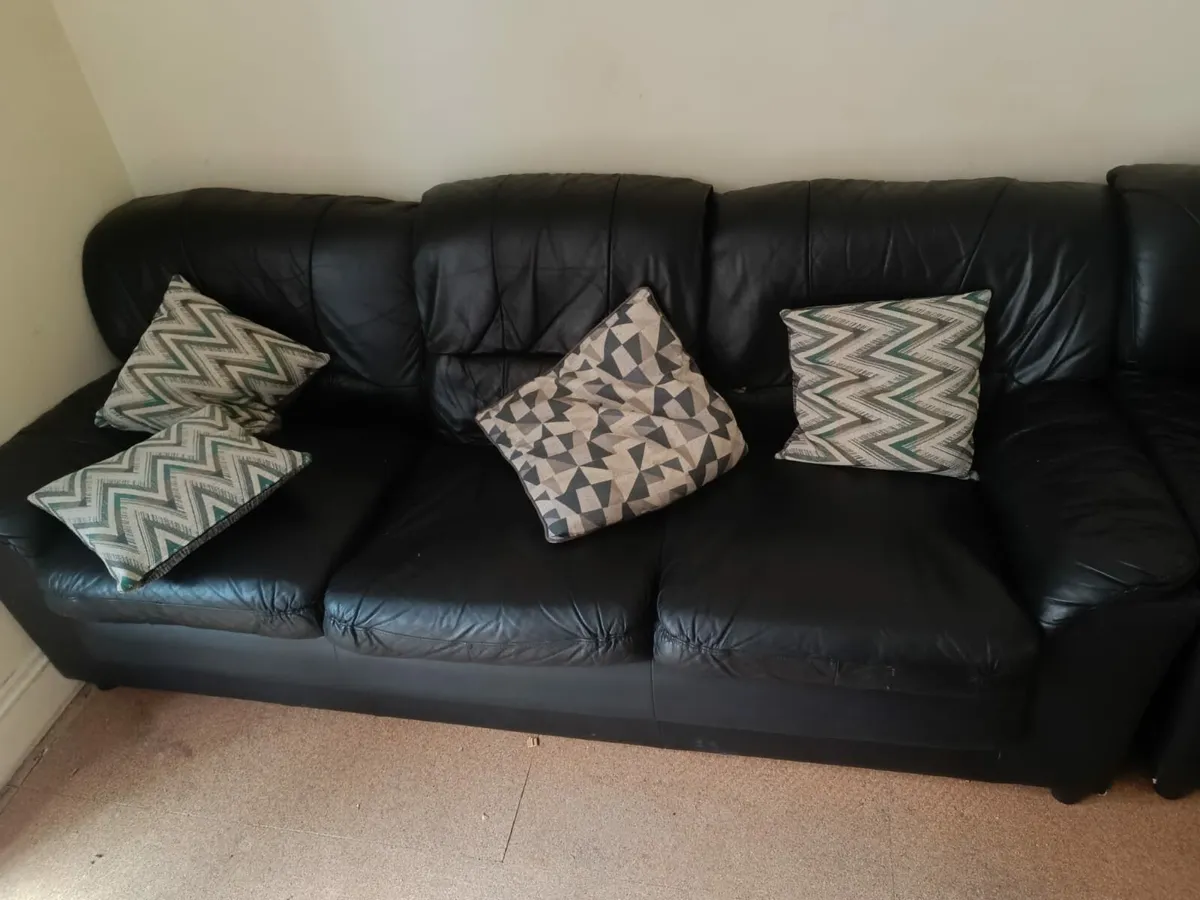 Black Leather Couches - Image 1