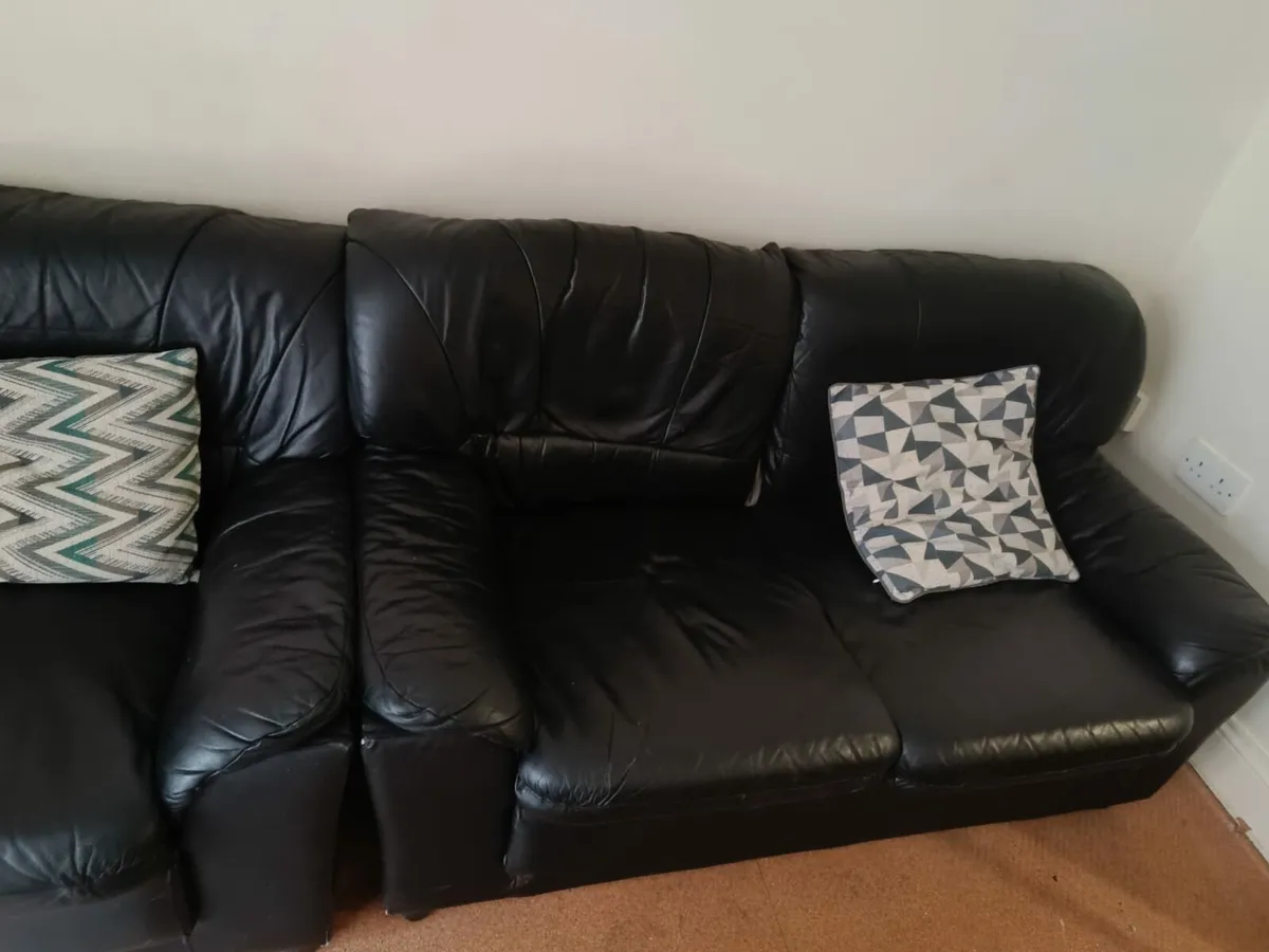 Black Leather Couches - Image 2