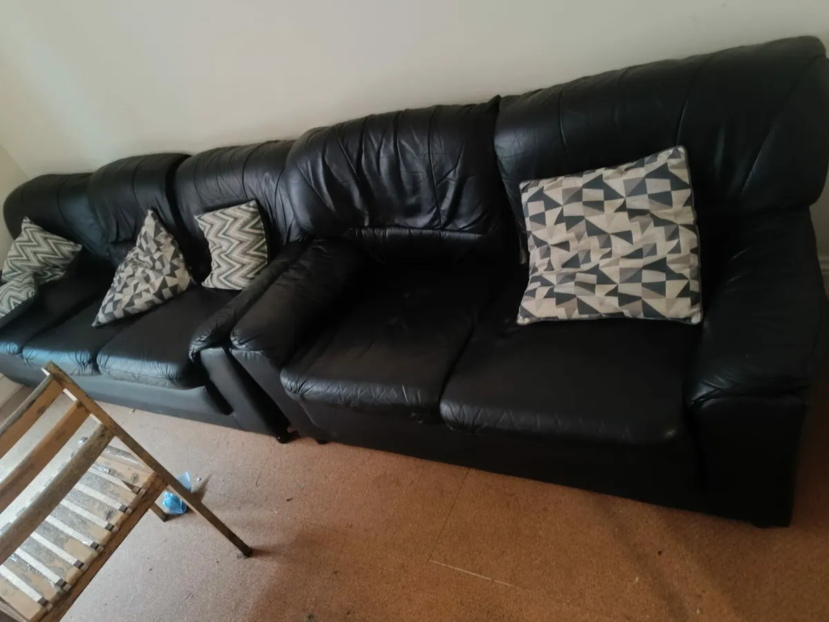 Black Leather Couches - Image 3