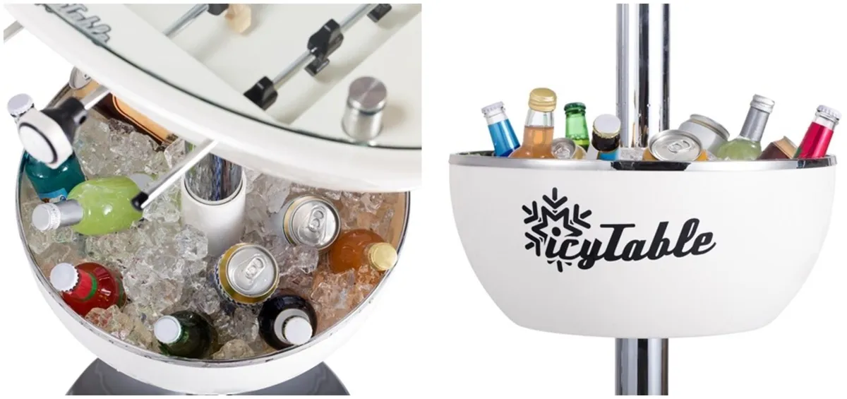 New White Foosball Tall Tables With Ice Bucket - Image 2