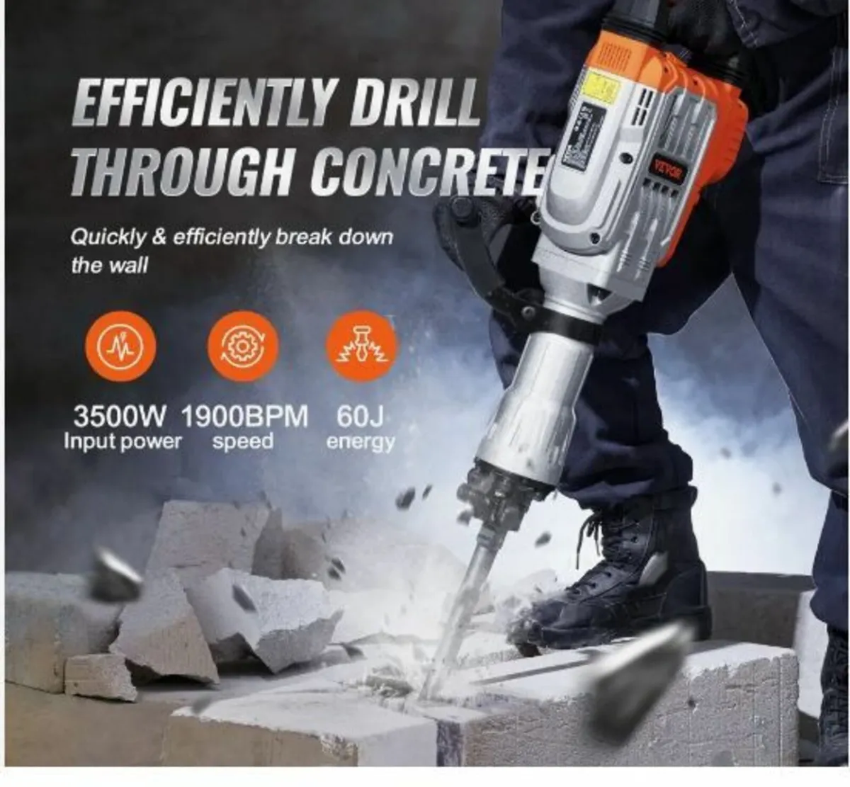 Demolition Jack Hammer Concrete Breaker 3500W - Image 4