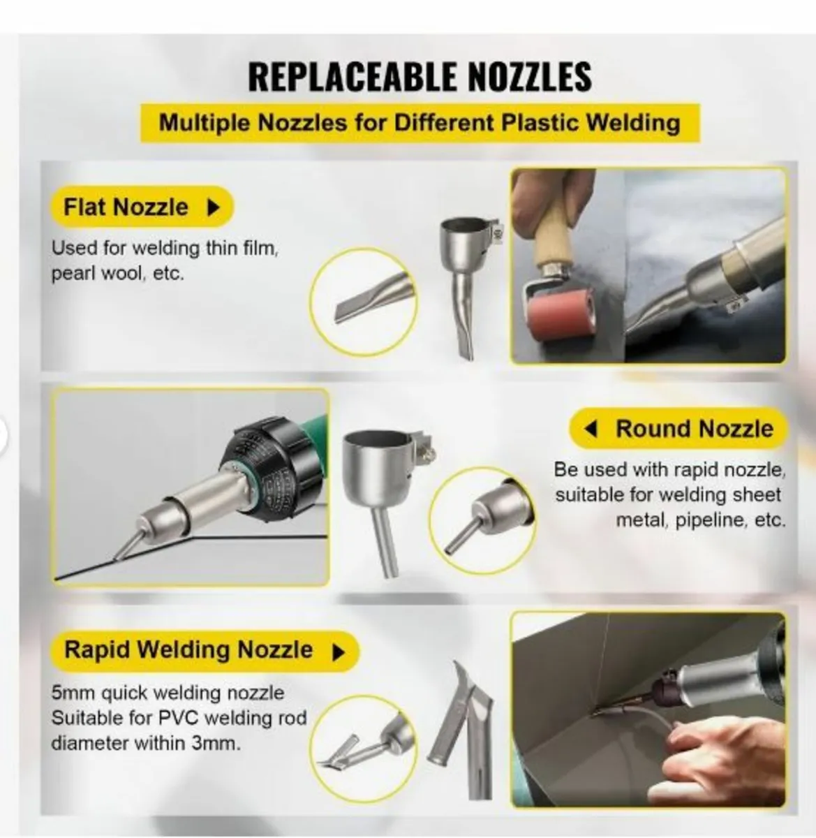 Roofing Welder, 8 Pcs PVC Welding Gun, 1600W - Image 4