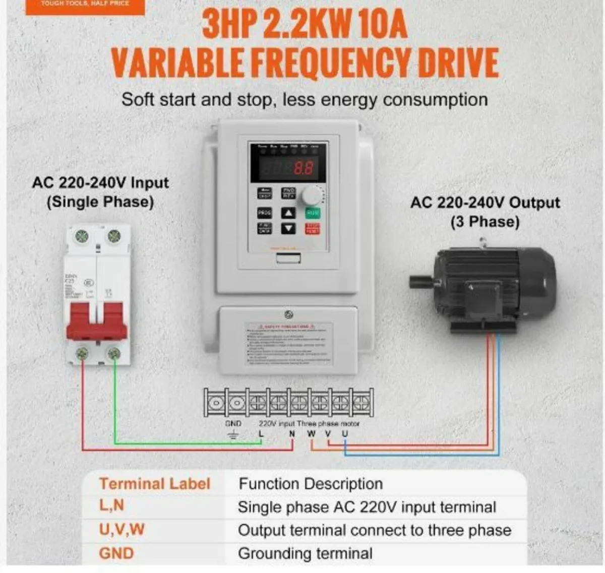 VFD 2.2KW 10A 3HP Variable Frequency - Image 2