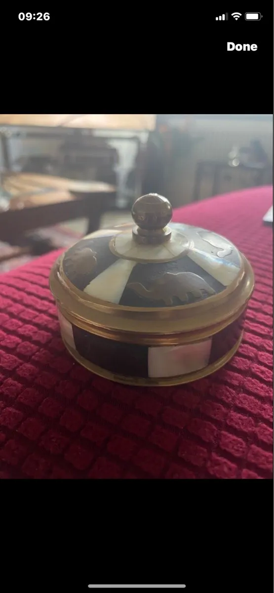 Vintage Brass/ Copper/Mother of Pearl Ring Box - Image 1