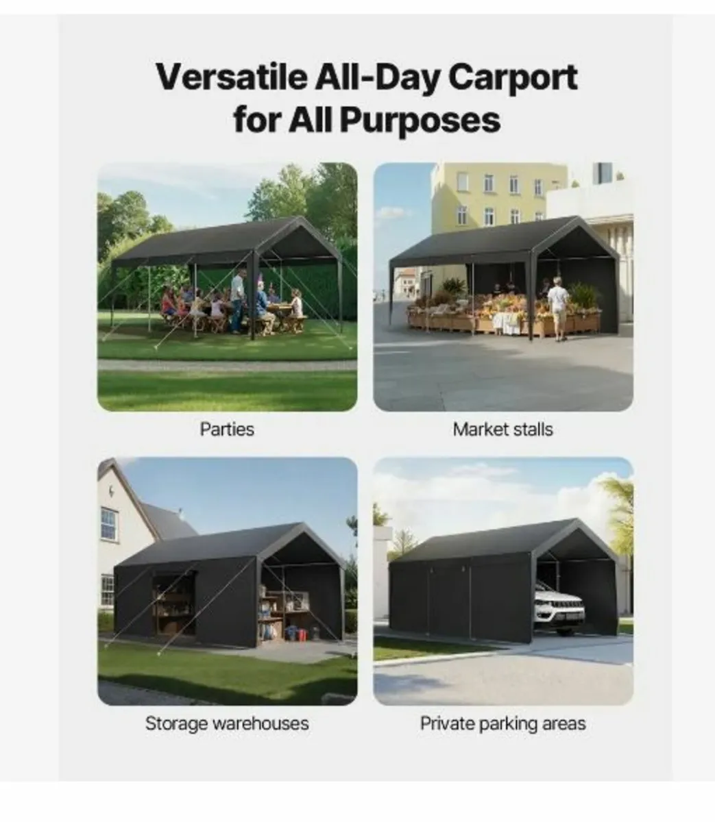 Carport, 10 x 20 FT Outdoor Car Canopy - Image 3
