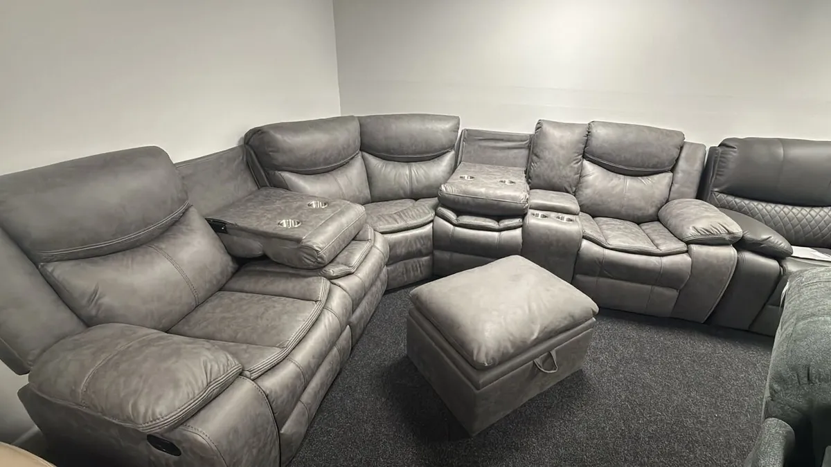 Valerie Corner Leather Recliner Sofa With Console - Image 2